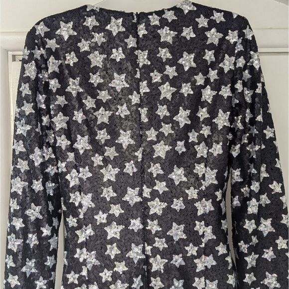 Black Halo Sequin Stars Dress 10 Whimsigoth Fairy Rebel Punk Glam Celestial - Picture 7 of 10